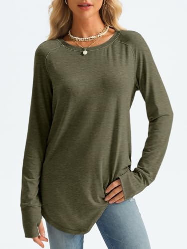 Image of AUTOMET Womens Long Sleeve Tunic Tops Crew Neck Casual Loose Fit Shirts