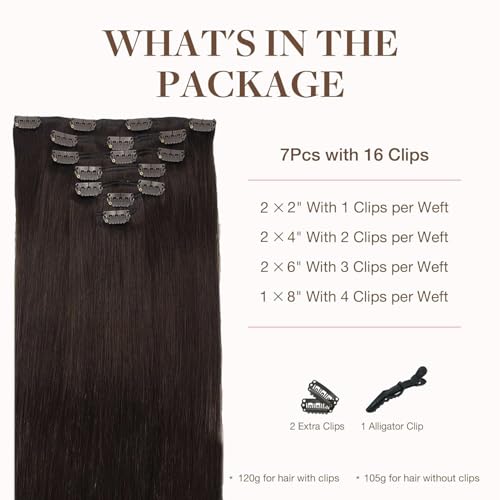 Image of GOO GOO Clip in Hair Extensions Real Human Hair Brown Remy Extensions