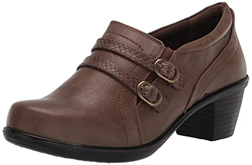 Easy Street Bota feminina Stroll com fivela dupla, Castanho-acinzentado/Cobra, 10 Wide