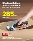 HOTO EdgeFlow elektryczna przecinarka do kartonów z tytanowym ostrzem i wyświetlaczem LED, nożyce elektryczne, samoszlifujące i bez użycia narzędzi, łatwa wymiana ostrza, zasuwa bezpieczeństwa do