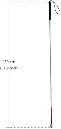 Miniatura 2 de Bastón blanco plegable de aluminio para personas con discapacidad visual y ciegas (se pliega 6 secciones) (51.2 pulgadas), mango negro)