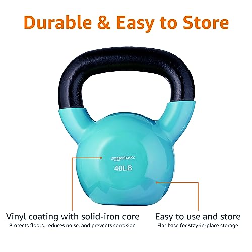 image for Amazon Basics Vinyl Kettlebell, 40 Pounds, Light Blue, 40.0 Pounds