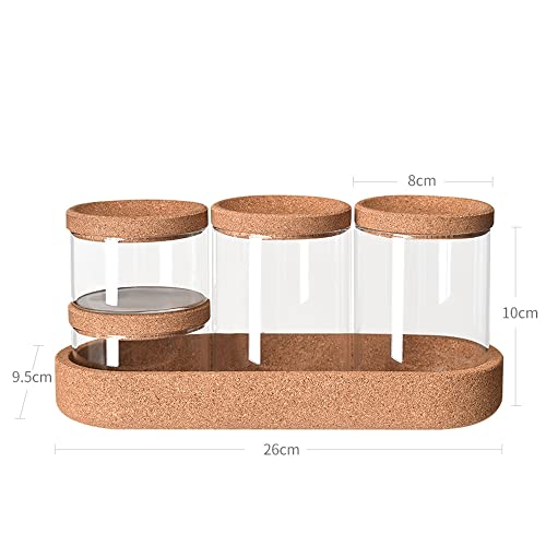 Bathroom Storage Organizer, 4 Pack Apothecary Glass Jars with Lids, for Cotton Swabs, Cotton Pads, Bath Salts, Makeup Sponges, and Hair Accessories(Glass&Tray) - Image 2
