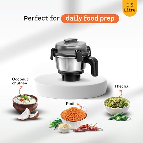 Image of Atomberg 0.5L Chutney Jar | Compatible with all Atomberg Mixer Grinders | Anti-Gravity Lid Locks for Hands-Free Operation | Ideal for Chutney and Dips