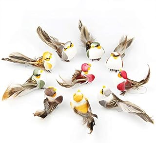 CreepyParty Artificial Birds on Clips Feather Foam Decorative Little Birds Christmas Tree Decoration Craft Bird Ornaments (12 Pieces)