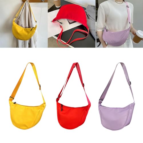 Image of VELURA SYDL Crossbody Crescent Bag Fashionable Nylon Hobo for Women Handbag Shoulder Bag Yellow|1 Shoulder Bag|Clothing, Shoes & Accessories