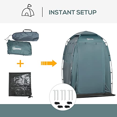 Outsunny 60" x 60" x 82" Shower Tent Extra Wide Changing Room Privacy Portable Camping Shelters with Windows & Floor Mat image 5