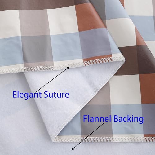 Image of Heavy Duty Vinyl Tablecloth with Flannel Backing Waterproof Oil-Proof Plastic Table Cloth Stain-Resistant Wipeable Rectangle or Square Table Cover for Indoor and Outdoor (Checkered,60x102 Inch)