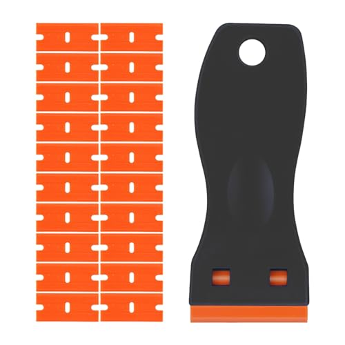 Immagine prodotto: BAVALIN Set di mini lame per raschietto, in plastica, colore nero, con 20 lame in plastica, lame di ricambio per vinile, adesivi, adesivi, colla
