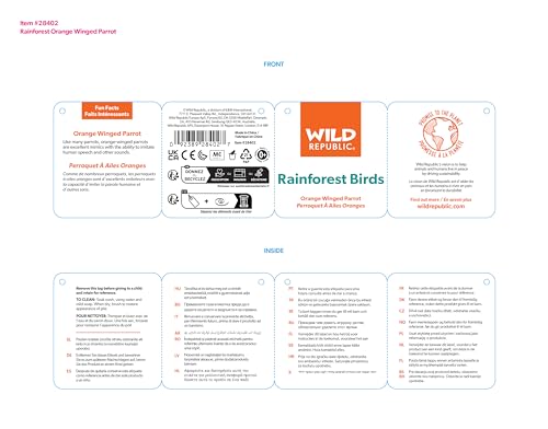 Wild Republic Rainforest Orange Winged Parrot, Stuffed Animal, 4.5 Inches, Plush Toy, Fill is Spun Recycled Water Bottles, Eco Friendly - Image 2