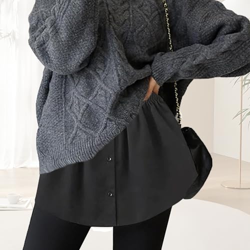 tagunop Women's Shirt Extender Removable Layering Skirts Half Length Undershirt Skirt with Buttons4