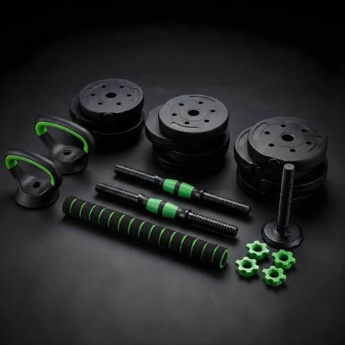 Halteres Barra Anilha Regulável Kit 6 em 1 Academia Anilhas Halter 20kg Dumbell Kettlebell