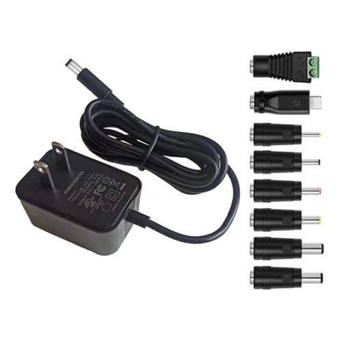 YBSCJHGR 9V Power Supply AC Adapter Universal Charger Compatible with 1000mA 900mA 800mA 700mA 600mA 500mA 400mA 300mA 200mA 100mA Electronics, UL Listed Power Adapter with 8 Interchangeable Jacks by YBSCJHGR - Used condition - US$8.68