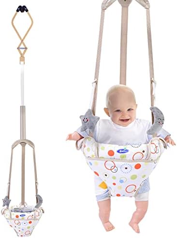Doorway Jumper for Baby, Durable Baby Jumper & Swing, Baby Bouncer with Door Clamp Adjustable Strap, Easy to Use Exerciser for Infants Toddlers for 6-24 Months(Light Grey)