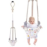 Baby Doorway Jumpers, Portable Doorway Jumper and Boucer for Baby with Adjustable Strap, Ideal Gift for Infant, Easy to Use for 6-24 Months(Light Grey)