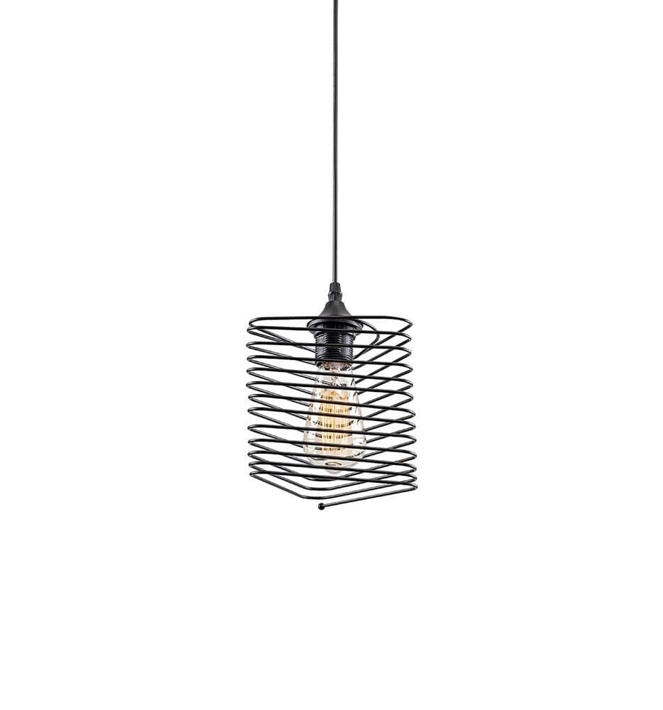 Suspension métal industrielle géométrique noire pour îlot de cuisine et bar
