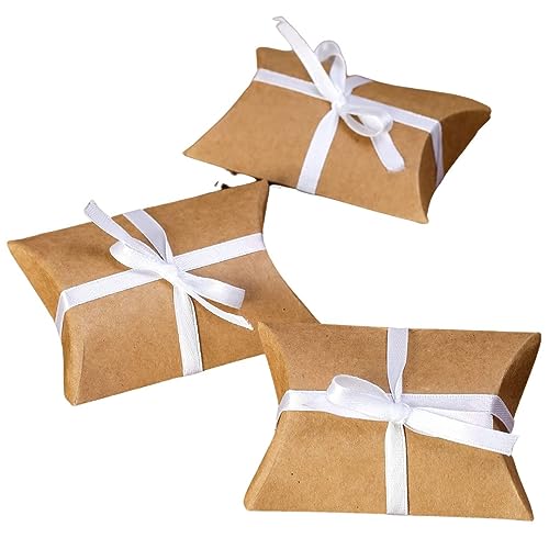 Image of SATYAM KRAFT 100 Pcs Small Mini Decorative Folding Paper Gift Boxes Fancy Gift Packaging for Wedding, Engagement, Shaadi Return Gifts, Chocolates, Dry Fruits, Festivals & Special Occasions (Brown)