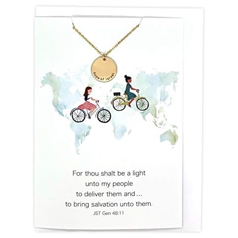 Doodle Beads Silver or Gold Hope of Israel Necklace with 15" - 17" Chain, Sister Missionary Jewelry, LDS Missionary Jewelry & Greeting Card, Sister Missionary Birthday Gift (Silver) Cover