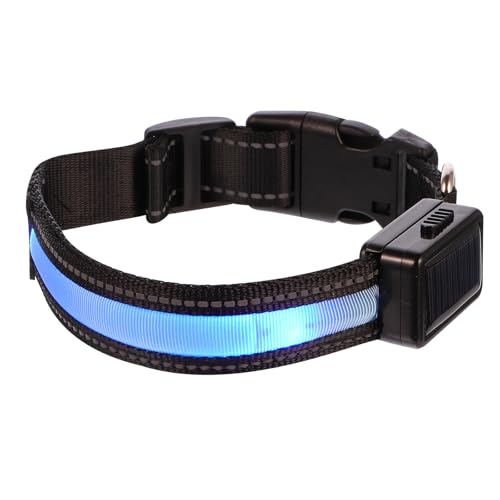 ROMISBABA Collar Luminoso para Perro Luz LED Recargable por USB, Nylon Resistente y Panel Solar, 3 Modos de Iluminación para Seguridad Nocturna