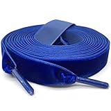 WEGOODZF Flat Wide Velvet Shoelaces: 2 Pairs 1.6CM Single Side Blue Velvet Laces for Women 79 Inch