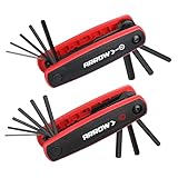 ARROW 17PCS Folding Allen Wrenches Sets, SAE and Metric Hex Key Set, Cr-V Steel with Chamfered Edges, 2-Pack Portable Multitool Allen Key Kit for Bicycle, Furniture and Electrical Repair