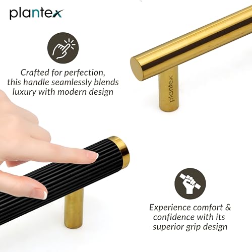 Image of Plantex Stainless Steel & Alluminium Cabinet Handle /900mm Wardrobe Handle for Home /Cupboard Door Pull-Push Handles for Office - Pack of 1 (DTC-3960, Black & Gold)