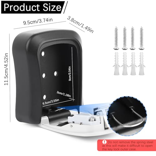 Schlüsseltresor Außen, Schlüsselbox mit Code, Schlüsseltresor Wandmontage, Schlüsselkasten mit Zahlencode, Schlüsselsafe Wetterfest, Zinklegierung, für Ersatz Hau Schlüssel, Garagen, Schule, Büro