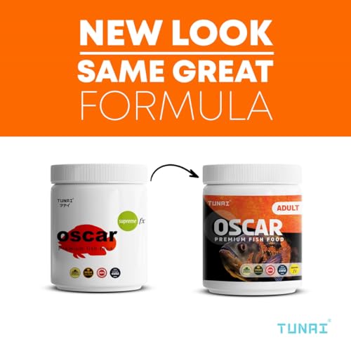Image of TUNAI All Life Stages Supreme Formula Oscar Fish Food Fortified with 40% Protein and Vitamins, Essential for Color Enhancement, Growth for Medium and Large Sized Oscar Fishes, 4Mm Pellet Size, 100G