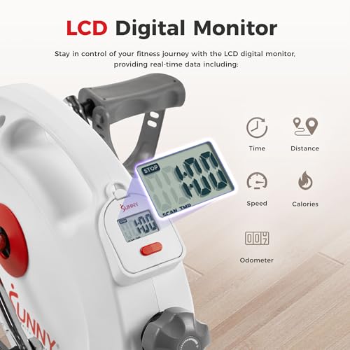 Sunny Health & Fitness (White) Under Desk Smart Mini Pedal Exerciser, Dual Function Exercise Cycle Bike with Low Profile Design - SF-B023005WHT - Image 4