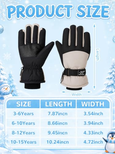 Image of Geyoga Kids Waterproof Winter Snow Ski Gloves