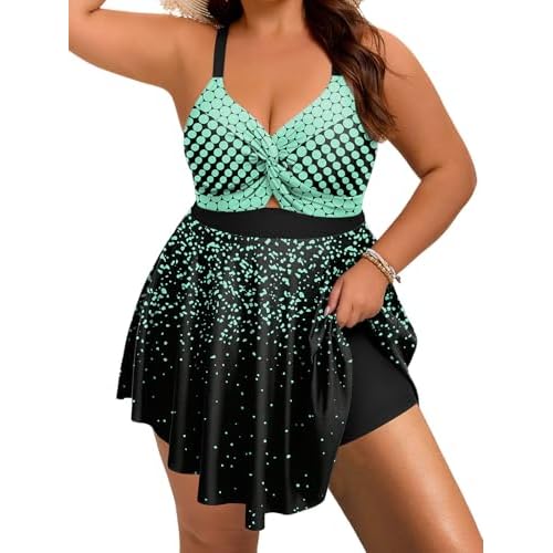 Arolina Plus Size Bathing Suit for Women Swim Dress Tummy Control Swimsuits Two Piece Flowy Tankini with Shorts 18 Plus Flower15
