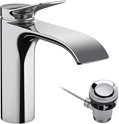 hansgrohe Vivenis - Waschtischarmatur mit Zugstangen-Ablauf, Wasserhahn Bad...