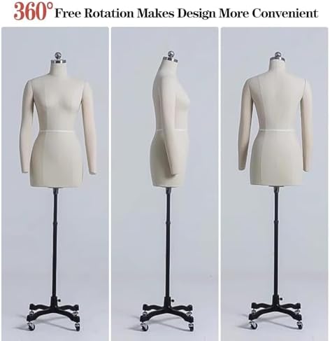 Female Mannequin Dress Form with Metal Stand, Clothing Display Model for Retail, Jewelry & Dress Presentation, Adjustable Torso Manikin for Fashion Displays, L84