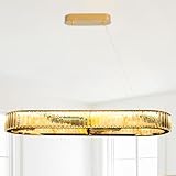 XYDikssn Rectangular Crystal Chandelier, Modern Pendant Lighting Adjustable Ceiling Light Fixture for Living Room Dining Room Bedroom (rectangular-40inch,No Assembly Required)