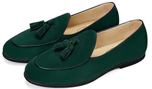 Image of Journey West Men's Suede Leather Belgian Loafers for Men Slip-on Casual Penny Casual Loafers