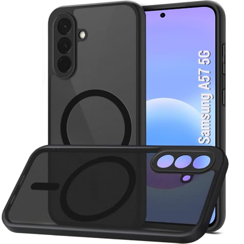 Image of TheGiftKart Back Cover for Samsung Galaxy A57 5G Case Compatible with MagSafe | Hard Translucent Smoke Matte Back | Hybrid Shockproof 360 Protection Galaxy A57 Back Cover (PC & TPU, Black Sides)