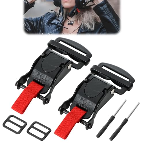 Liqqlex Helmet Quick Release Buckle Kit Stainless Steel Ratcheted Chin Strap Adapter for Motorcycle Helmets Easy Installation (2 Black)