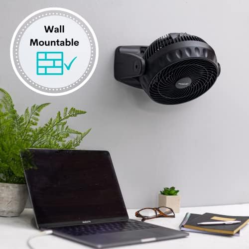 nuovva Electric Turbo Desk Fan  Standing or Wall Mount Design - Powerful Cooling Fan Oscillating Fan with 90-degree Pivot  Extra Quiet with Powerful Blade  3 Speed Level Fans - Black
