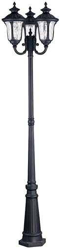 Livex Lighting 7866-14 Oxford 3 Light Outdoor 3 Head Post, negro