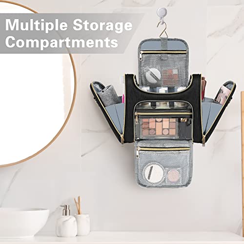 Etronik Toiletry Bag For Women, Travel Toiletry Bag With Strap, Travel Makeup Bag With Hanging Hook, Large Capacity Water-Resistant Cosmetic Makeup Bag, Full Sized Toiletries And Cosmetics, Black #TOP1