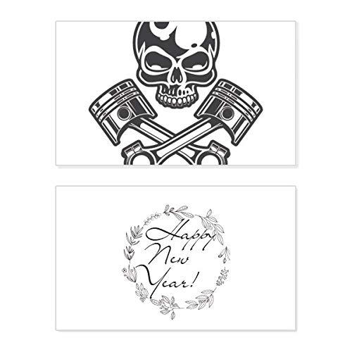 Tarjeta de Año Nuevo con luces de esqueleto y gafas para un mensaje de felicitación único