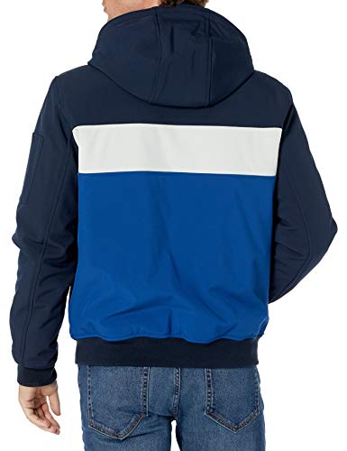 Image of Tommy Hilfiger Men's Soft Shell Fashion Bomber With Contrast Bib and Hood