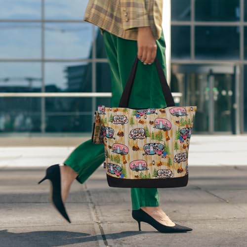 Image of NGIL Medium Top Zipper Closure Canvas Tote Bag with Attached Matching Coin Purse For Moms and Nurses