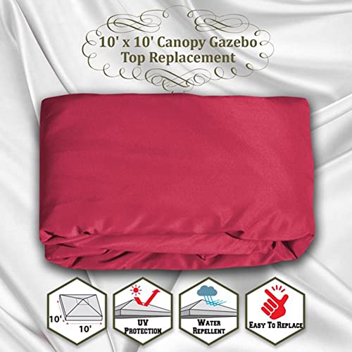 Tonnelle imperméable abri extérieur : auvent de rechange 3x3m robuste rouge vin - 8