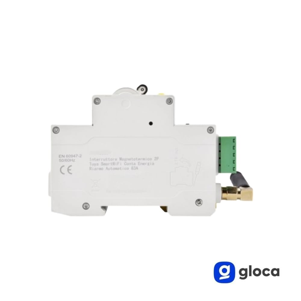 gloca Interruttore Magnetotermico Wi-Fi Smart Conta Energia Con App Tuya Smart Riarmo Automatico Tramite APP 3M 2P 63A 220V