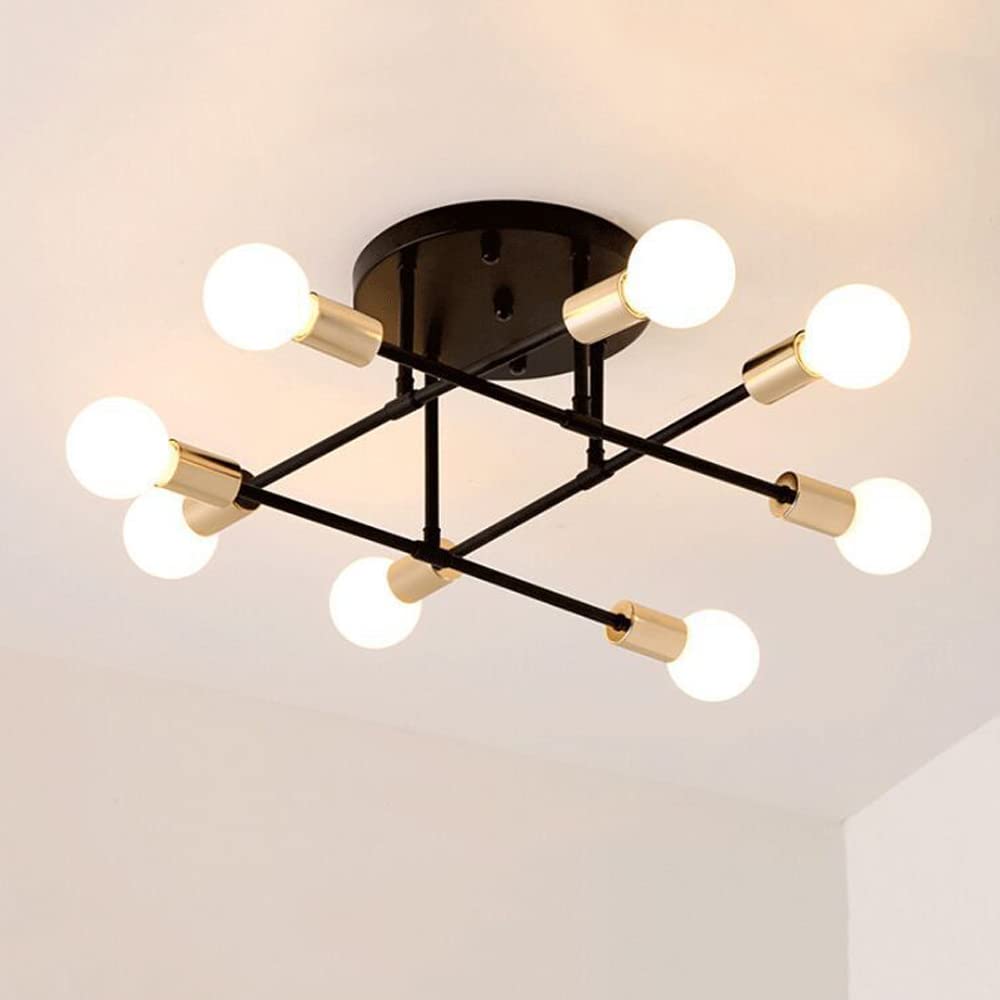 Plafonnier industriel classique en métal noble, lustre design aux finitions soignées