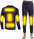 Conjunto de ropa interior térmica eléctrica para hombres Termo de carga USB Calentador de 3 niveles Adecuado para invierno frío (no banco de energía) (Color: azul, Tamaño: 3XL-3XL)
