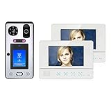 7-Inch Face Recognition Fingerprint RFIC Wired 1000TVL Camera Video Door Phone Doorbell Intercom System,B,B