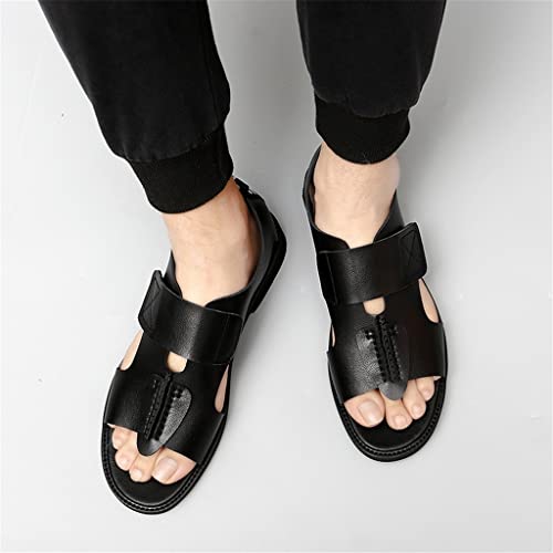 Men Sandals Leisure Beach Men Casual Shoes Leather Men's Sandals Fashion Slides(7.5code)2