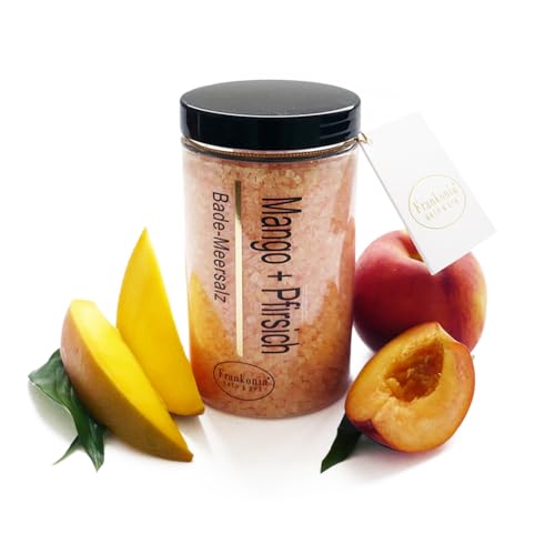 Frankonia BATH & SPA Badesalz Mango Pfirsich – Totes Meer Salz – Wellness Badezusatz – Meersalz – Badekristalle – Pflege & Entspannung für Körper & Geist – 450 g – vegan